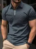 Men's T-Shirts Golf shirt fashion 3D T-shirt zipper POLO shirt casual short sleeved summer street clothing mens clothing European measurement J240426