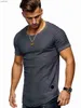 Herren-T-Shirts 2023 Sommer Street Kleidung Herren T-Shirt M-3xl Casual Short Sleeve Mens Slim Fit Solid T-Shirt Top T-Shirtxw