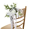 Party Decoration Artificial Rose Flower Wedding Chair Arrangement Bouquet Ornament Church Beach Banc