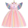 Kids Unicorn Dress for Girls Flower Appliques Abito da ballo Elegante festa di festa Bentra principessa vestiti per bambini Abbigliamento 240417