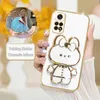 Cell Phone Cases Note11s Luxury Electroplated Mirror Stand Shell Suitable for Xiaomi Redmi Note 11 Pro 4g 5g 11s Plus 10 10s 9 9s Silicone Stand Cover J240426