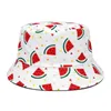 Breda Brim Hats Bucket 2024 Retro Tryckt fiskehatt Summer Fisherman Reversible Watermelon Womens Street Hip Hop Q240427