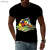 Męskie koszulki męskie moda drukowania 3D Rubiks kostka t -shirt osobowość sporty sporty o kołnierz Krótkie rękawy. Xw