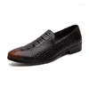 Dress Shoes Crocodile Vintage Fashion Men Formal Casual Leather Business Wedding Loafers Designer Brogue Office