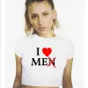 T-Shirts Beni Sevmiyorum Erkekler Komik Kırmızı Aşk Kalp Kadınları Üst Harajuku Bebek Tee Yaz Moda O Boyun Partisi T Shirt Y2K Giyim Femme