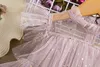 Meisjesjurken meisjes zomer kostuum zoete prinses jurk mesh chiffon cake lagen outfit verjaardagsfeestje bal gekweekte kleding voor kinderen