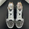 Casual Shoes Men's Luxury High Top Spiked Sneakers Women's Red Soled Prom Sequined