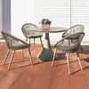 Camp Furniture Moderner Rattan Outdoor Stuhl für Balkon Innenhof Garten wasserdicht und Sonnenschutz Freizeit Lounge