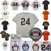 Willie Mays Jersey Vintage 1951 crème gris noir mode Orange Player Version Fans Pullover Retro Hall of Fame Patch1817