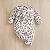 Rompers Winter Leopard Print Clothing Spring Flanell Baby Boy and Girl Clothing Cartoon 0-18 månader gammal nyfödd baby långärmad softl24f