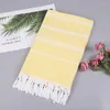 Towel Pool Blanket Absorbent Easy Care Striped Cotton Turkish Sports Bath Tassels Travel Gym Camping Sauna Beach