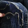 Jeans para hombres Pantalones de vaquero macho cónicos rasgados con pantalones de agujeros roto roto 90