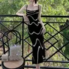 Francuskie eleganckie sukienkę z paskiem wysokiej jakości paski wysokiej jakości sukienki średniej długości Damskie jesienne ubranie Ladie Party 240425