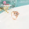 Cluster ringen retro noble Holleing Design Dames Rose Gold Wedding Engagement Band Ring met luxe helderblauwe kubieke zirkonenjuwelen