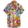 Ponadgabarytowy hawajska koszulka kwiatowa Man namiętna pikantna plażowa roślina wakacyjna 3D druk luźne letnie vintage swobodne łowienie na najwyższym poziomie 240426
