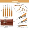 Kit 10st Manicure Set äkta läder nagelvård personlig manikyr pedikyruppsättning, manikyr rese grooming set kit spikklippare