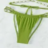 Reggiseno a conchiglia cinghia sospeso in bikini diviso sexy costume da bagno in spiaggia senza schienale