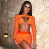 Work Dresses Women 2 Piece Fluffy Plush Suits Long Sleeve Cropped Shirts Tops Mini Bodycon Skirts Sets Party Two Pink Fuzzy Fur Outfits