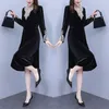 Vestidos casuais ehqaxin 2024 Autumn Winter Dress Fashion Fashion Fashion Korean Vintage Bordado elegante Pullover de veludo elegante L-5xl