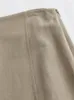 Spódnice 2024 Kobiety Summer Linen Fashion Solid Side Zipper Mid Calf Elegancki streetowy stroja spódnicy