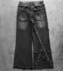 Y2k Streetwear Wide Leg Jeans Männer Frauen Vintage bestickt hochwertige Freizeithosen Hip Hop Harajuku Gothic Black Hosen 240425