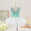 Children's dance practice dress Girls' ballet body dress Summer halter butterfly cotton gymnastics dress children's performance gauze dress