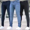 Man Pants Retro Washing Zipper Stretch Jeans Casual Slim Fit Byxor Mannen Plus Size Pencil Pants Denim Skinny Jeans For Men 240423