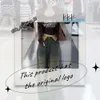 Designer dames miu jeans hoogwaardige luxe mode streetwear y2k hiphop grafische print vintage zwarte broek vrouwen hoge mui mui taille broek 382