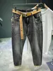 Herren Jeans Designer Summer Belt Style Cropped Jeans Herren Mode High-End-Stickrouser-Druckstrecke HaRun Slim-Fit-Hose
