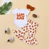 Kläduppsättningar Småbarn Baby Girl Baseball Outfit Let S Spela Ball Short Sleeve T Shirt Tops Bell Bottoms Set Fashion Summer Clothes