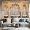 Tapices Tapiz de arquitectura Moroccia Muro colgante Islámico Vintage Geométrico Geométrico Europeo Bohemio Decoración del hogar Tapestry Mural