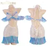 Robes de fête rêve uniforme sweet bleu sirène étincelante sexy mine de poisson mini robe élégants volants cosplay femmes x813