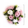 Flores decorativas 1 PC Arreglos florales Bouquet Decoración de la fiesta de bodas artificial decoraciones de mesa de mesa de rosa flor de seda