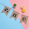 Fleurs décoratives 1pc Banner de jute de rugby de rugby Pull Flag Birthday Party Decoration Supplies un an pour enfants bébé