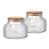 Bouteilles de rangement cuisine ménage divers grains pot rétro rétro en relief Haitang motif verre scellé