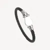 Bracelet de câble en fer à cheval classique 18k Bracelets en acier inoxydable noir plaqué blanc brace