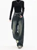 Jeans femininos Cantura alta harajuku vintage bf streetwear de estilo de moda de moda solta femme wide perna calça jeans