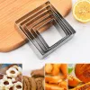 Moldes 5pcs geométricos de aço inoxidável Biscuit Sandwich Cutter Fruit Fondant Pastre Decorating Bake Tools Square Metal Cookie Cutter