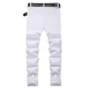 Men's Jeans Mens Fashion Elastic Tight Jeans Trousers Mens Hole Destroy High Quality Solid Sim Jogging Pencil Denim PantsL244