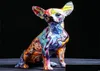 Decorative Objects Figurines Creative Color Chihuahua Dog Statue Simple Living Room Ornaments Home Office Resin Scpture Crafts Sto3981021