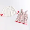 Robe de fille 3 ensembles de jupe PCS pour les enfants floral en tout-petit robe bébé filles coton doux coton vêtements vestido lolita