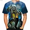 T-shirts voor heren retro gothic retro horror schedel 3D geprinte heren t-shirt y2k nieuwe mode o-neck korte mouw top hiphop street heren t-shirtxw