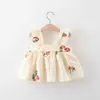 Mädchenkleider Sommermädchen -Haltungskleid für Säuglinge und kleine Kinder voller Blumensticken kleines fliegendes Ärmelkleid