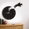 Väggklockor Art Decor Horseman Jumping Watch Rider On Horseback Horse Design 3D Clock Riding