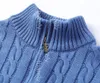 Herrendesigner Polo Pullover Fleece -Hemden dicker halber Reißverschluss hoher Hals warmer Pullover Schlankes Strick -Strick -Jumpern kleine Marke Baumwoll -Sweatshirt Asiatische Größe asiatisch Größe