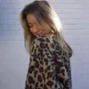 Damenjacken Frauen Langarm Langarm Leopard Print Fleece Mantel Fashion Lose Kunstfell Winter lässig Fuzzy Cardigans