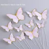 2024 10pcs Gold Butterfly Kuchen Dekorationen Alles Gute zum Geburtstag Acrylkuchen -Top -Simulation Schmetterlinge Hochzeitsfeier Dekor Kuchen -Top -Top -für Geburtstagsfeier Vorräte