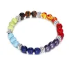 Classic 7 Chakra Reiki Bransoletka Energy Beads Natural Stone Black Rope Pletające jogę Reiki Równowaga Bransoletki Banles Meditation Prezent