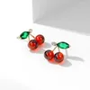 Pendientes de sementales FXLry Elegancia Cúcica Cúbica S925 Cerez de color rojo con aguja de plata para joyas para mujeres