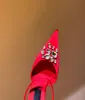 Kristaller utsmyckade strass klackar sandaler Rene Caovilla Cleo 95mm Designers Ankel Wraparound Women High Heeled Sandal Flower Rhinestone Evening Shoes 35-42